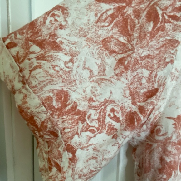 Joseph Abboud Mens Linen Coral Floral Summer Vacation Casual Shirt-Sz-L - Picture 5 of 14